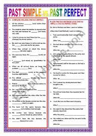 PAST PERFECT SIMPLE VS PAST SIMPLE - EXERCISES - ESL worksheet by  ascincoquinas