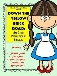 Down The Yellow Brick Road Prepositional Phrase Task Cards And Practice