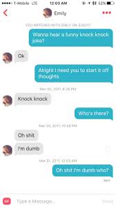 Feelings get a ton extreme here with this quite wistful flirty knock knock joke! Knock Knock Tinder