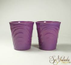 2x Mint Retro Purple Ceramic Planter