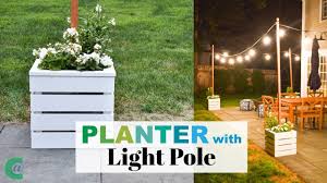 Wooden Planters With Pole For String Lights