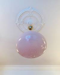 Sold Pink Swirl Murano Ceiling Light