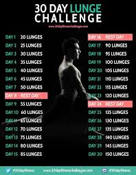 30 Day Lunge Challenge Fitness Workout Chart This 30 Day
