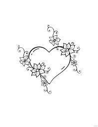 flower love heart drawing in pdf