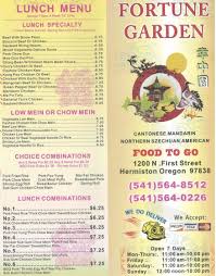 menu for fortune garden in hermiston