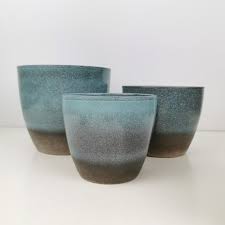 Semi Glazed Ocean Blue Ceramic Planter