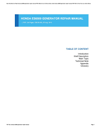 honda es6500 generator repair manual by