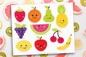 cute kawaii fruit clipart vector