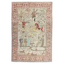 neutral antique persian tabriz rug with