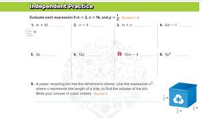 grade 6 evaluate algebraic expression