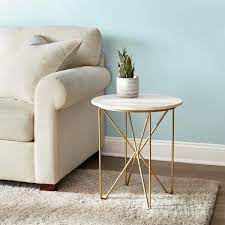 Round Accent Table With Gold Finish