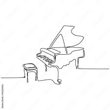 art print one line drawing piano