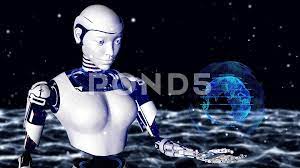 Sexy robot android woman holding a digit... | Stock Video | Pond5