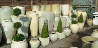 White Glazed Garden Pots