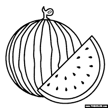 Slice of watermelon with black seeds. Fruit Online Coloring Pages