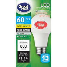 Great Value Led Light Bulb 9 5w 60w Equivalent A19 Motion Sensor Lamp E26 Medium Base Non Dimmable Soft White 1 Pack Walmart Com Walmart Com