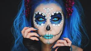 blue sugar skull makeup tutorial you