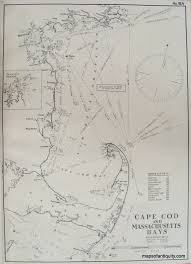 Antique Nautical Chart Of Cape Cod Original Vintage Rare