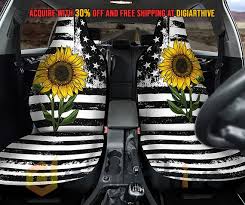 American Flag Seat Cover Sunflower Car