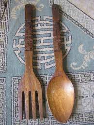 Hand Carved Fork And Spoon Woo