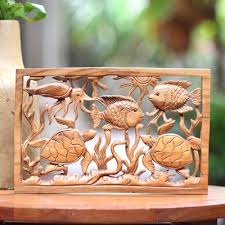 Hand Carved Wood Wall Relief Panel