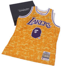Let everyone know where your allegiance lies. Bape X Mitchell Ness Lakers Abc Basketball Authentic Jersey Yellow Fw18