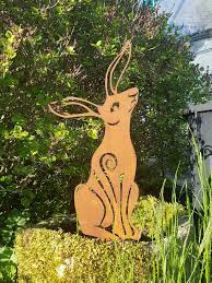 Rusty Metal Moon Gazing Hare Pagan