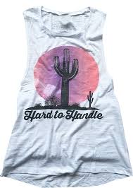 Anbech Women Hard To Handle White Marble Bella Canvas Muscle Tank Tops Cactus Shirts