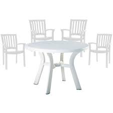 5 piece 42 round resin patio table and