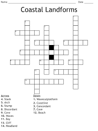 coastal landforms crossword wordmint