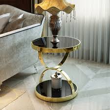 Gold Stainless Steel Side Coffee Table