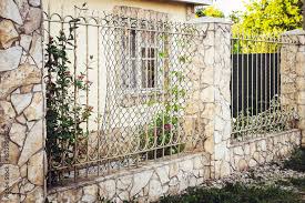 design metal fence ideas stock photo