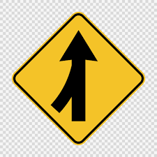 lanes merging left sign on transpa