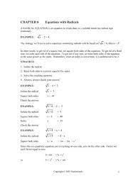 Ch 8a Equations With Radicals Hanlon