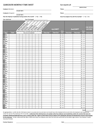 caregiver monthly time sheet