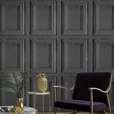 Rustic Wood Panel Wallpaper Grey