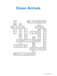 Can you name the sea into which it . Ocean Animals Crossword