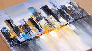abstract cityscape painting demo