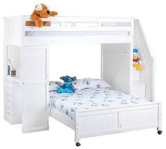 white twin over full l shaped loft bed