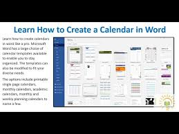 learn how to create a calendar in word