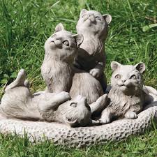 Stoneware Cat Garden Ornaments