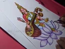 How To Draw Dussehra Navratri Goddess Saraswati Drawing Step By Step