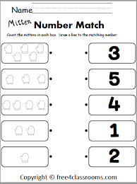 winter number matching worksheets