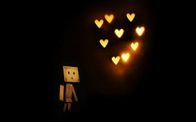 Cardboard robot is dreaming at hearts ...
