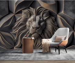3d Lion Statue R885 Wallpaper Wall