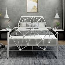 Metal Dormitory Bed White Heavy Duty
