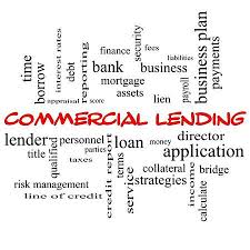 Commercial Lending Word Cloud Concept In Red Caps With Great Stock