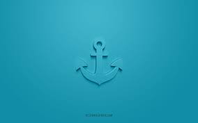 anchor 3d icon blue background 3d