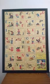 Framed French Alphabet Chart For Kids Vintage Style Toys