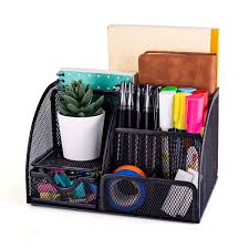 4 piece set includes trash can, notepad holder, pen holder, and memo pad holder; Mdhand Office Desk Organizer And Accessories Mesh Desk Organizer With 6 Compartments Drawer Buy Online In Macau At Macau Desertcart Com Productid 155399249
